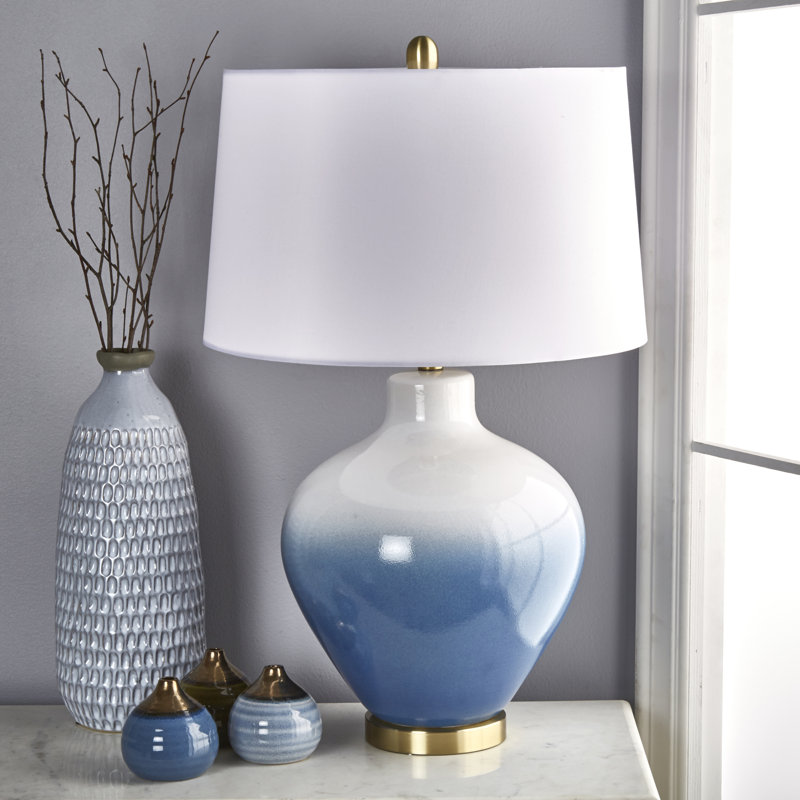 Highland Dunes Audrina 30" Blue/White Table Lamp Wayfair